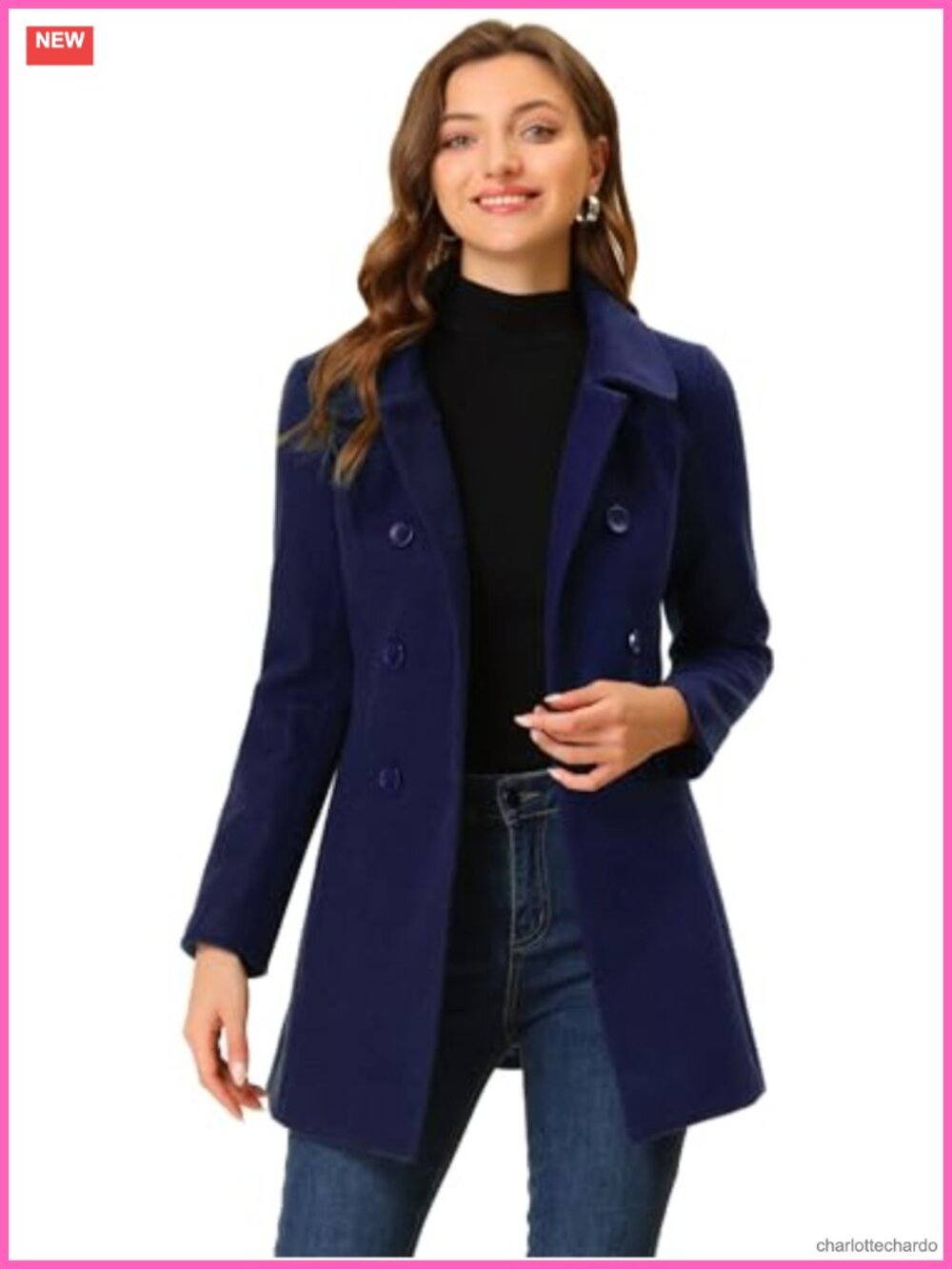 Peter Pan Collar Double Breasted Winter Pea Coat Trench Overcoat